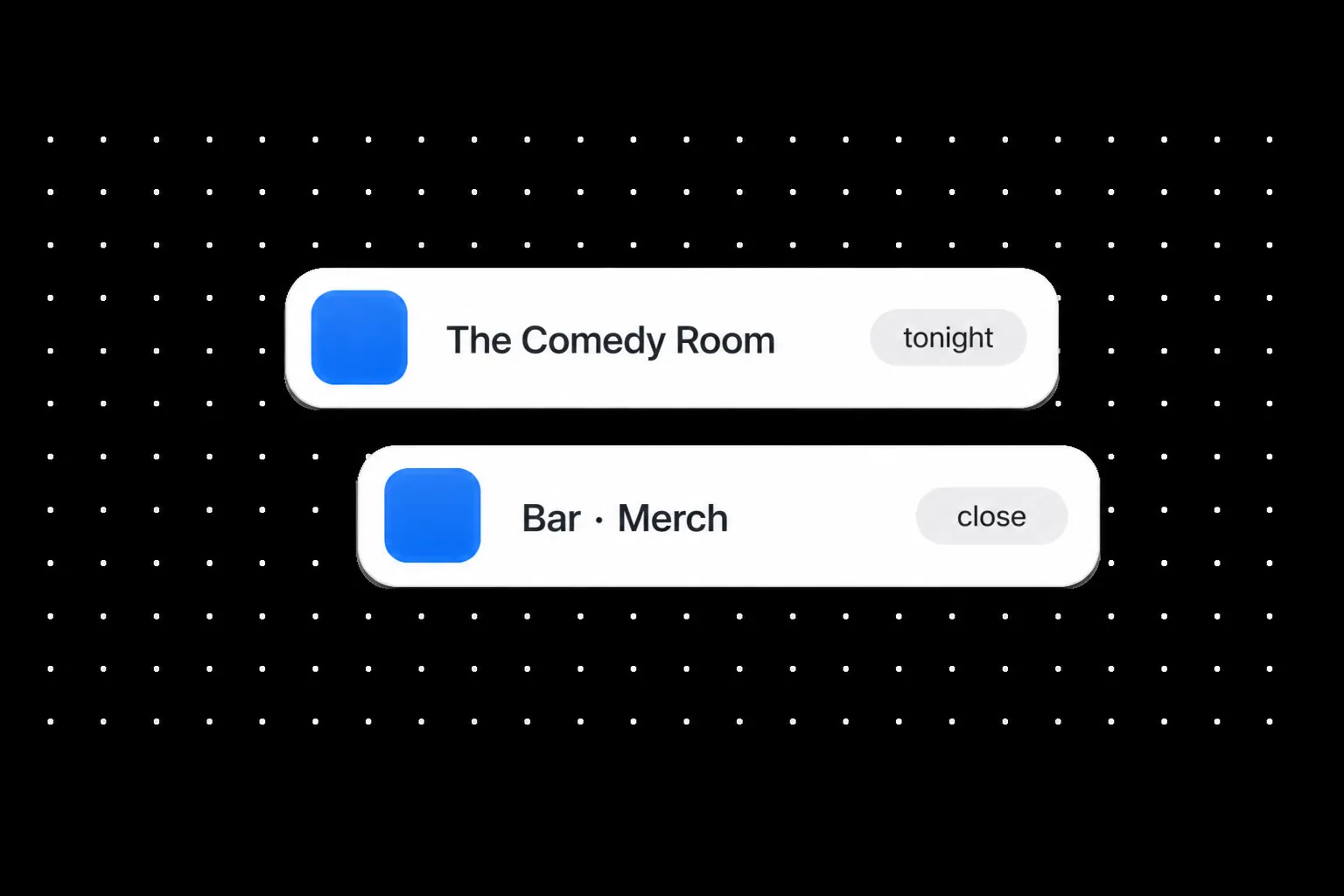 Bar and merch on a nightly close